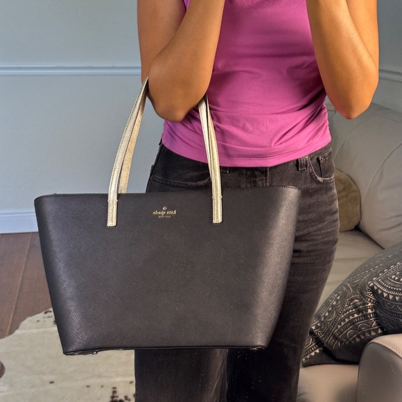 KATE SPADE - Harmony Bennet Place Tote - Large, fits laptop - Black and metallic - Picture 2 of 7